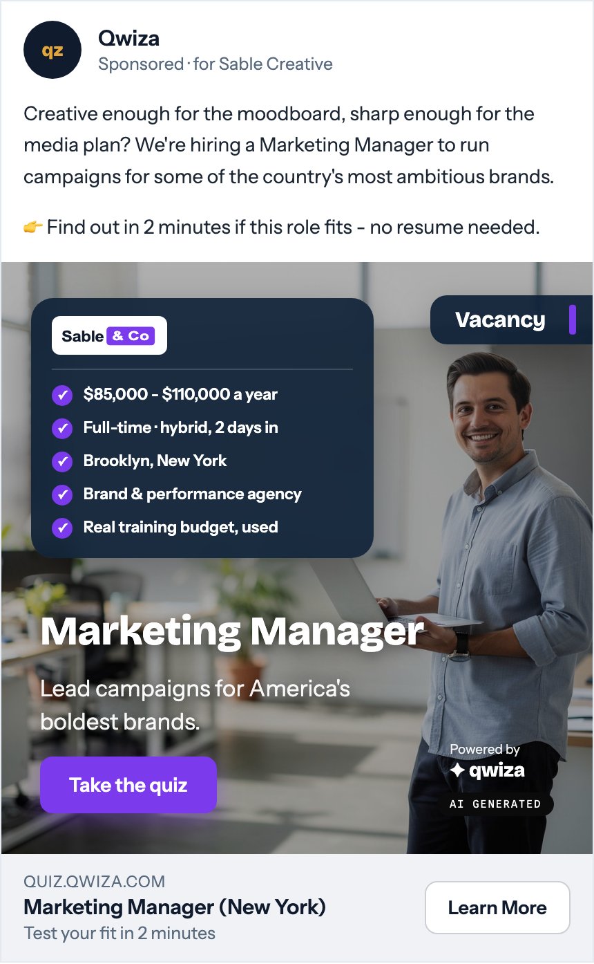 The Sable & Co feed ad candidates see