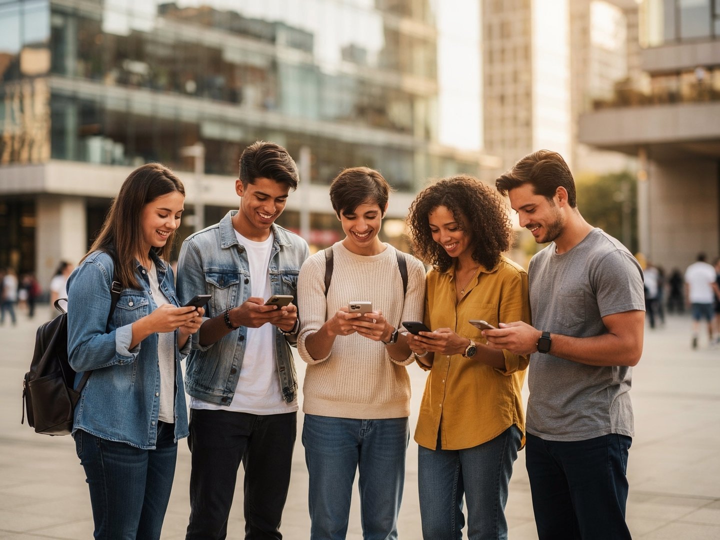 Candidates from different backgrounds reading job ads on their phones