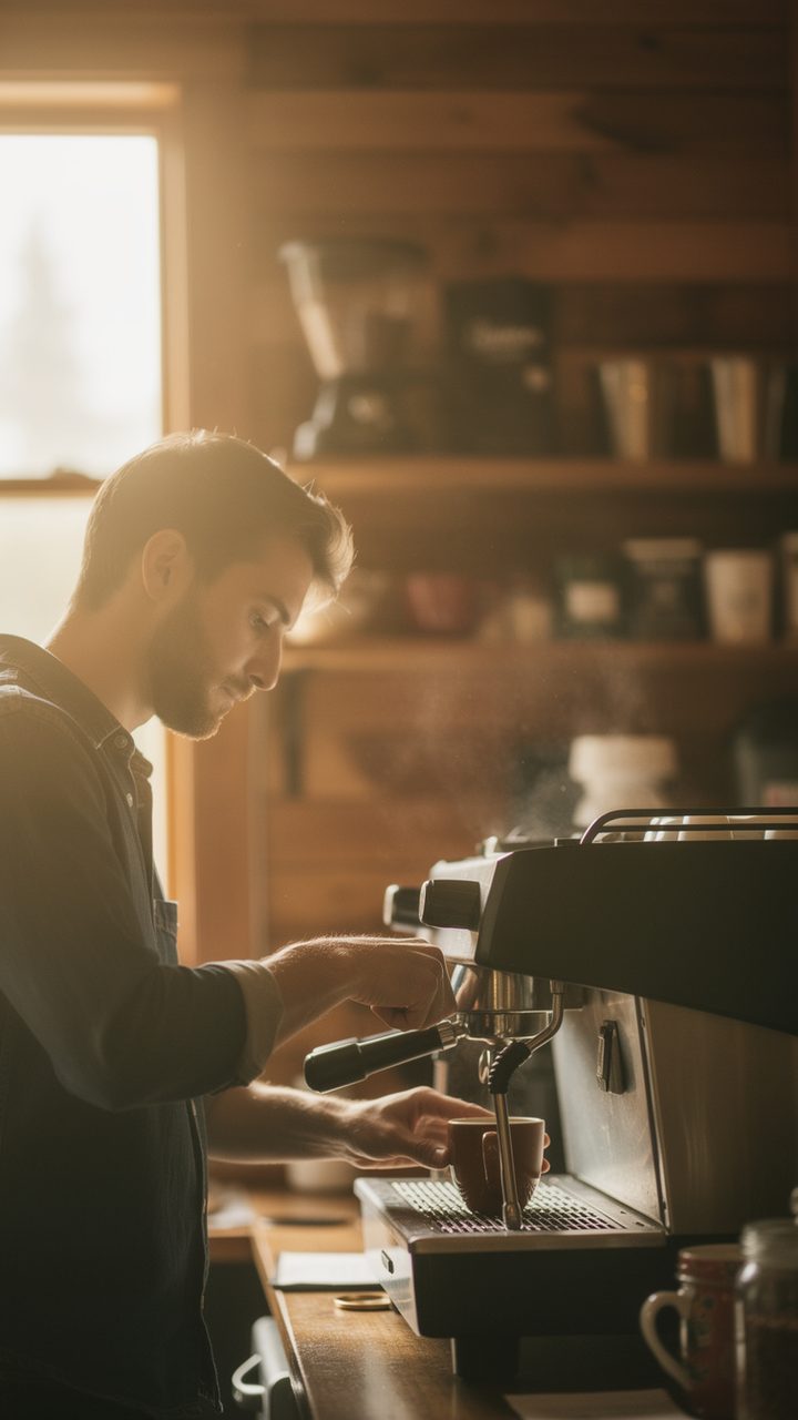 Barista in a modern specialty coffee shop